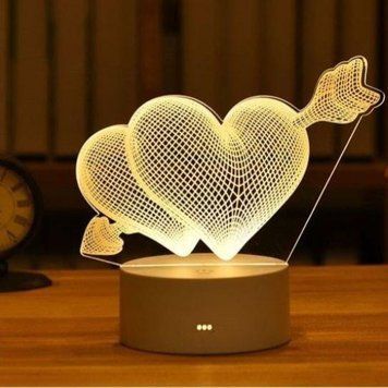 Нічник 3D світлодіодний &laquo;2 серця зі стрілою&raquo; USB-порт/мережа Білий теплий Н - 512 фото