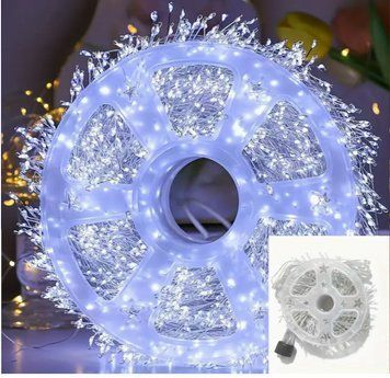 Светодиодная гирлянда 600 LED на солнечной батарее | 18 м | Холодный белый свет, 8 режимов мигания | Уличная и новогодняя гирлянда Н - 548 фото