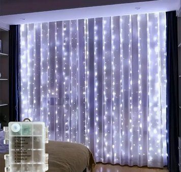 Светодиодная гирлянда штора &laquo;Капля росы&raquo;, 200 LED, 2&times;2 м, на батарейках, 8 режимов Н - 1133 фото